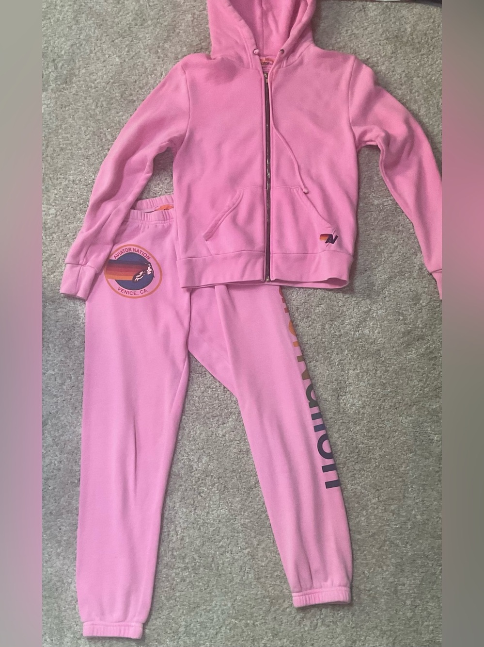 Aviator Nation Pink Hoodie & Joggers Set XS